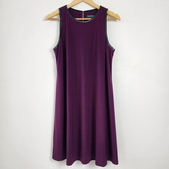 Lauren Ralph Lauren Plum Ponte A-Line Sleeveless Dress Size 12 Evening Wear - Picture 1 of 10